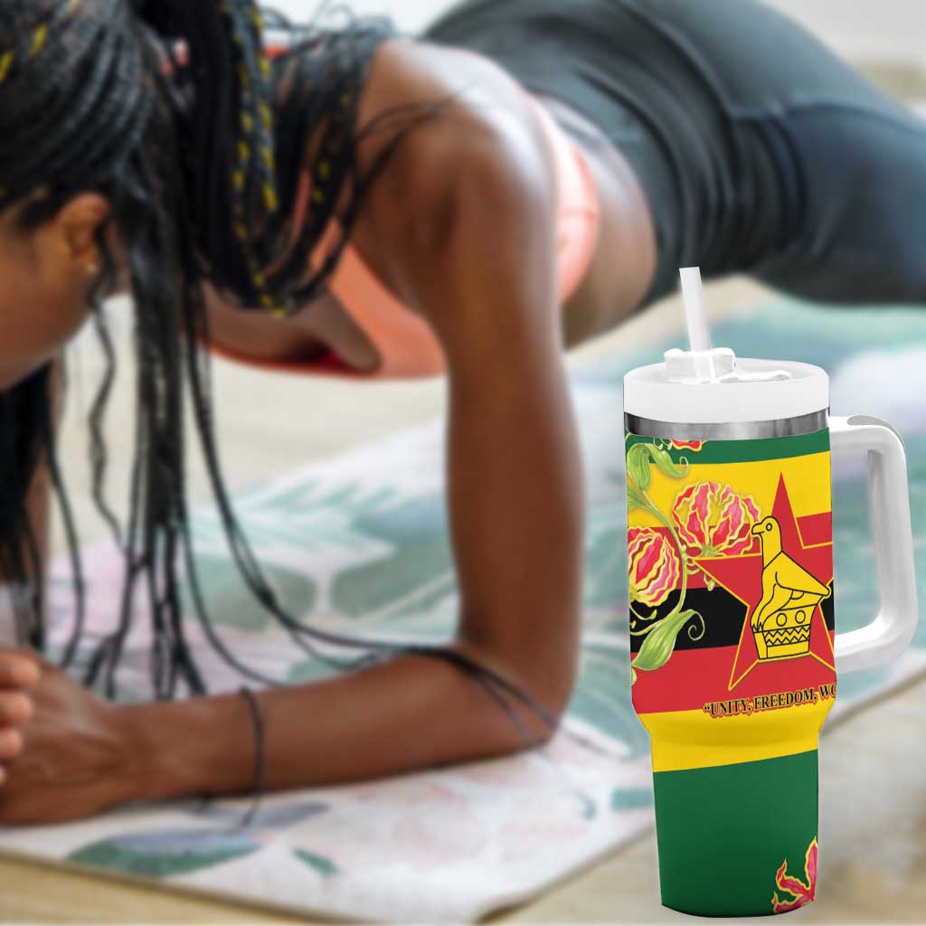 Nyika yeZimbabwe Tumbler With Handle Happy Independence Day - Flame Lily Flowers LT14