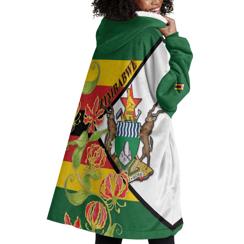 Nyika yeZimbabwe Wearable Blanket Hoodie Happy Independence Day - Flame Lily Flowers LT14