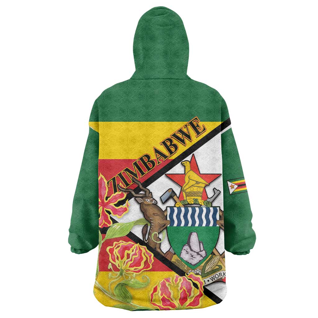 Nyika yeZimbabwe Wearable Blanket Hoodie Happy Independence Day - Flame Lily Flowers LT14