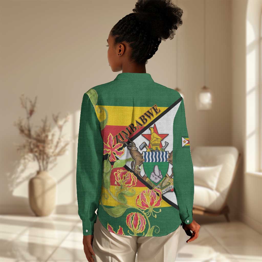 Nyika yeZimbabwe Women Casual Shirt Happy Independence Day - Flame Lily Flowers LT14