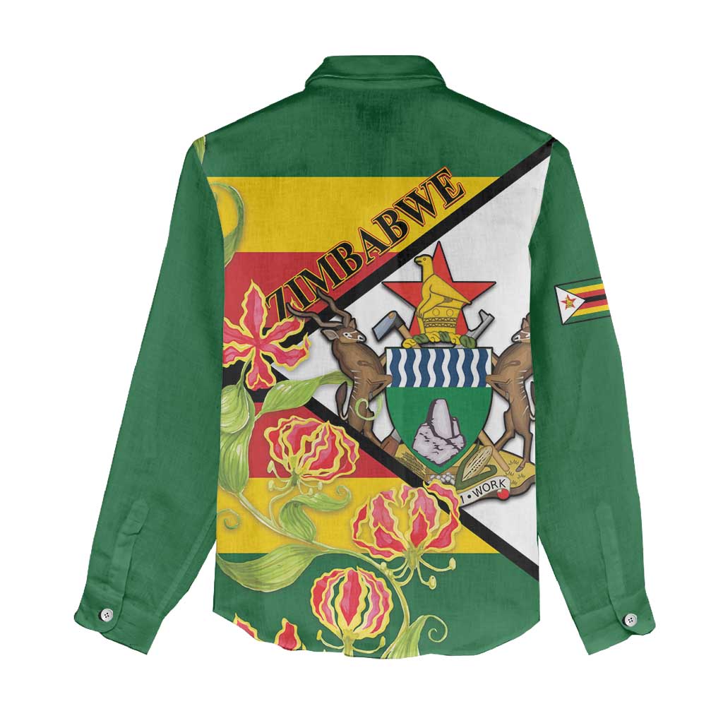 Nyika yeZimbabwe Women Casual Shirt Happy Independence Day - Flame Lily Flowers LT14