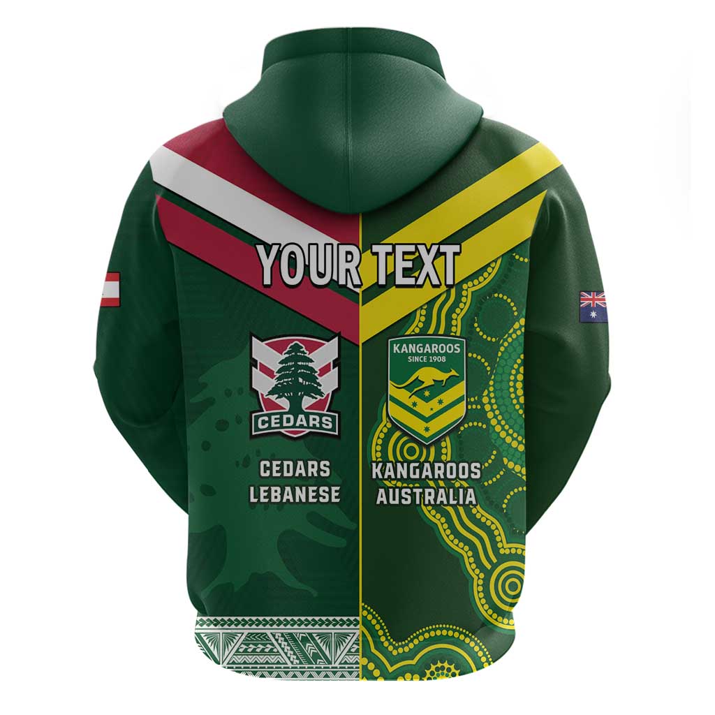 Custom Lebanon And Australia Rugby Hoodie Aussie Kangaroos Lebanese Cedars LT14