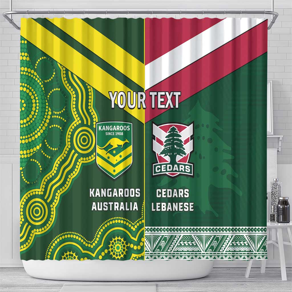 Custom Lebanon And Australia Rugby Shower Curtain Aussie Kangaroos Lebanese Cedars LT14