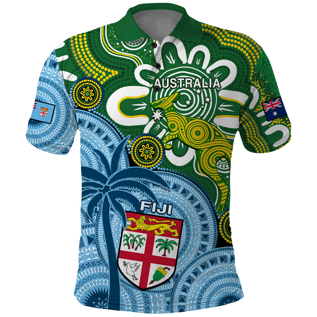 Custom Australia And Fiji Polo Shirt Aboriginal Mix Fijian Tapa Unique Style LT14