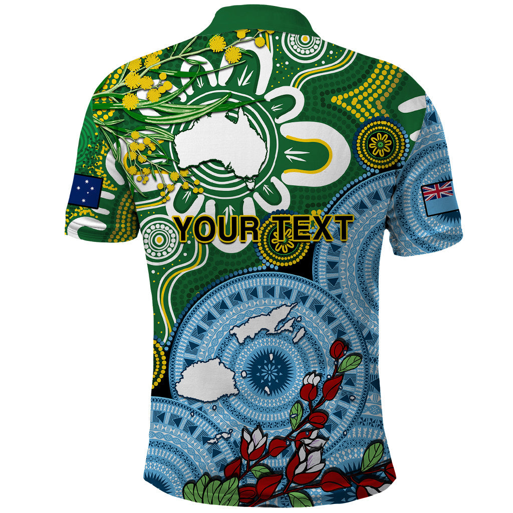 Custom Australia And Fiji Polo Shirt Aboriginal Mix Fijian Tapa Unique Style LT14