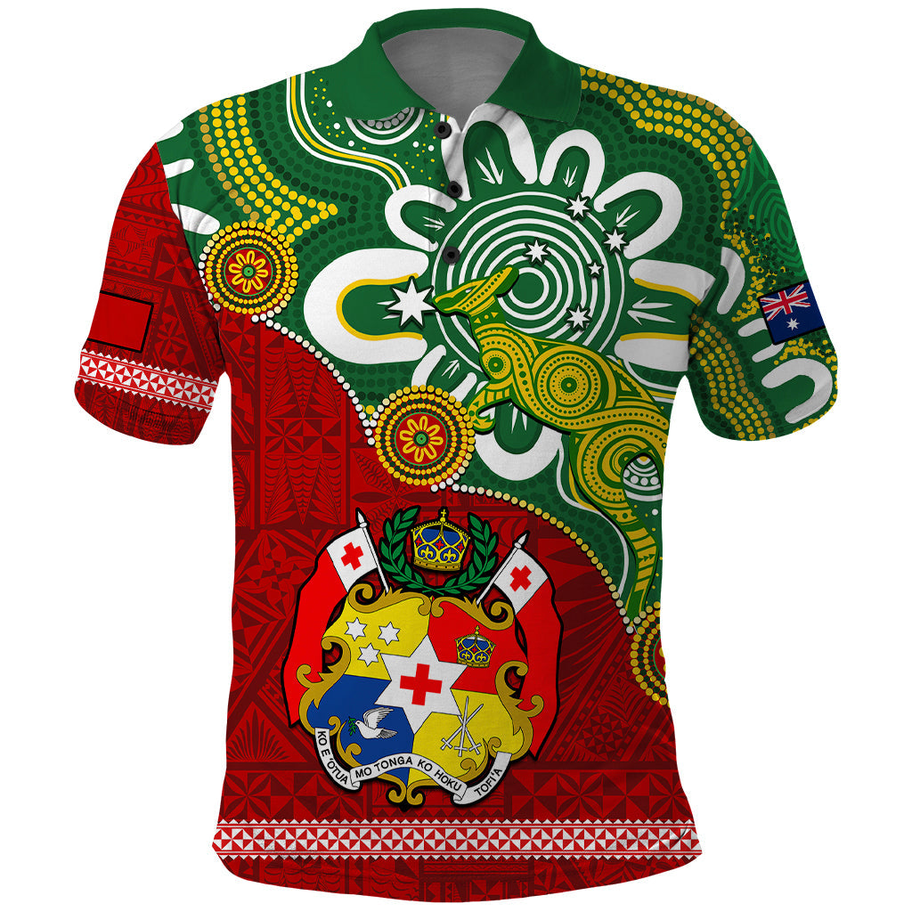 Custom Australia And Tonga Polo Shirt Aboriginal Mix Tongan Ngatu Unique Style LT14