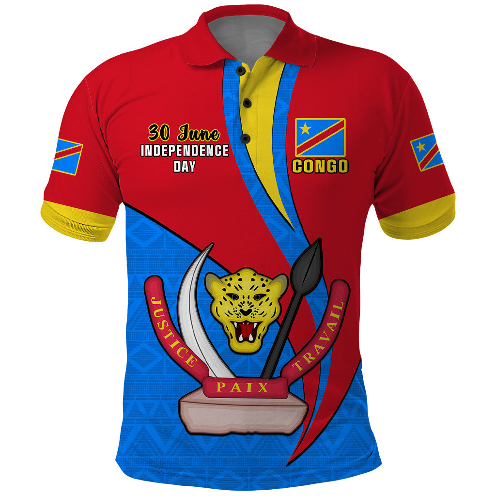 30 June Democratic Republic of the Congo Independence Day Polo Shirt Happy 63rd Anniversary LT14