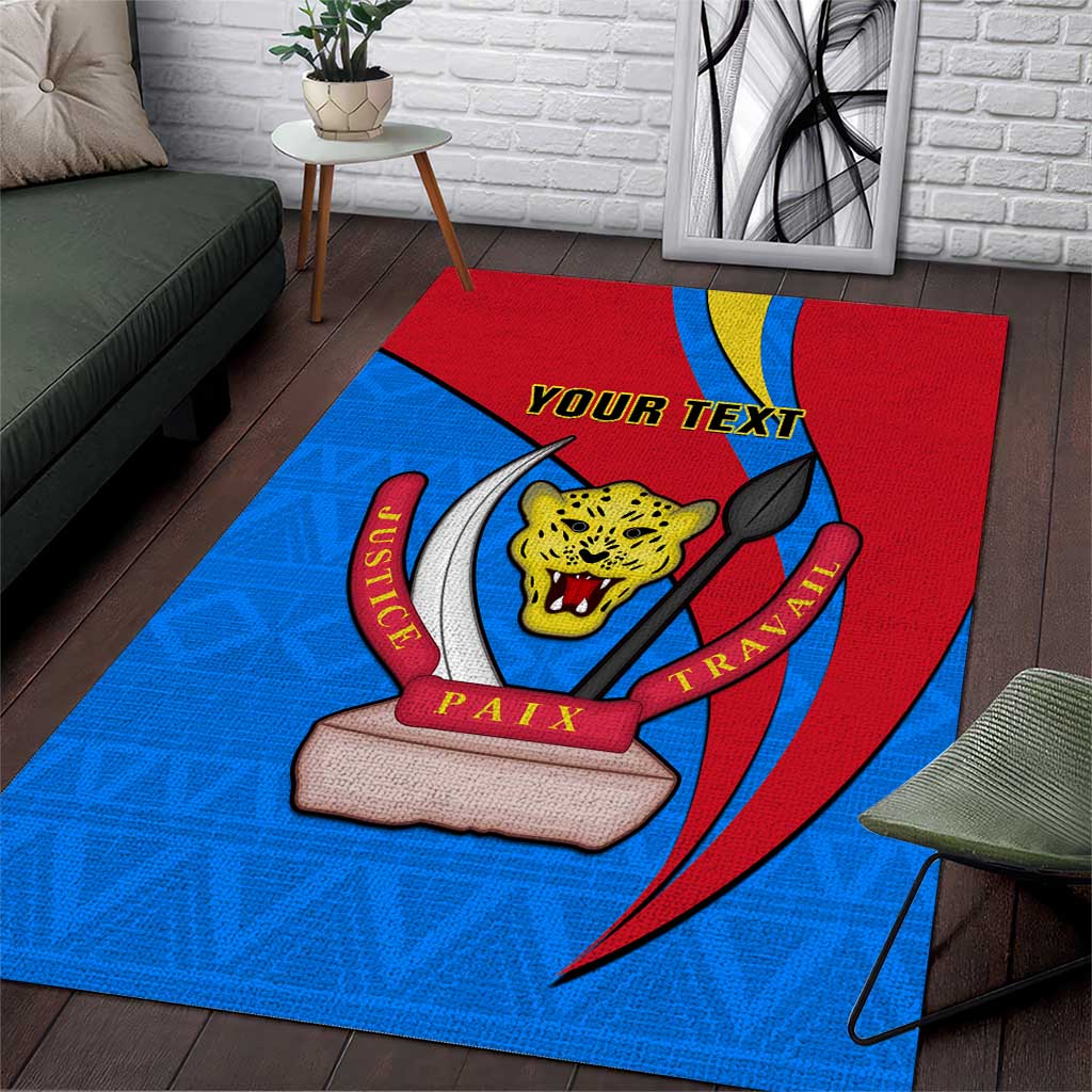 Personalised Democratic Republic of the Congo Independence Day Area Rug Coat Of Arms Happy 30 June LT14