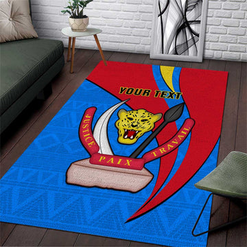 Personalised Democratic Republic of the Congo Independence Day Area Rug Coat Of Arms Happy 30 June LT14