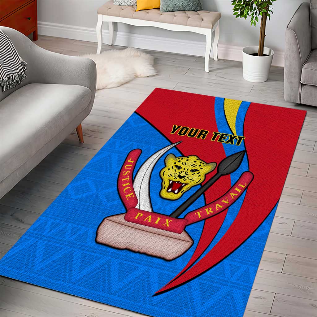 Personalised Democratic Republic of the Congo Independence Day Area Rug Coat Of Arms Happy 30 June LT14