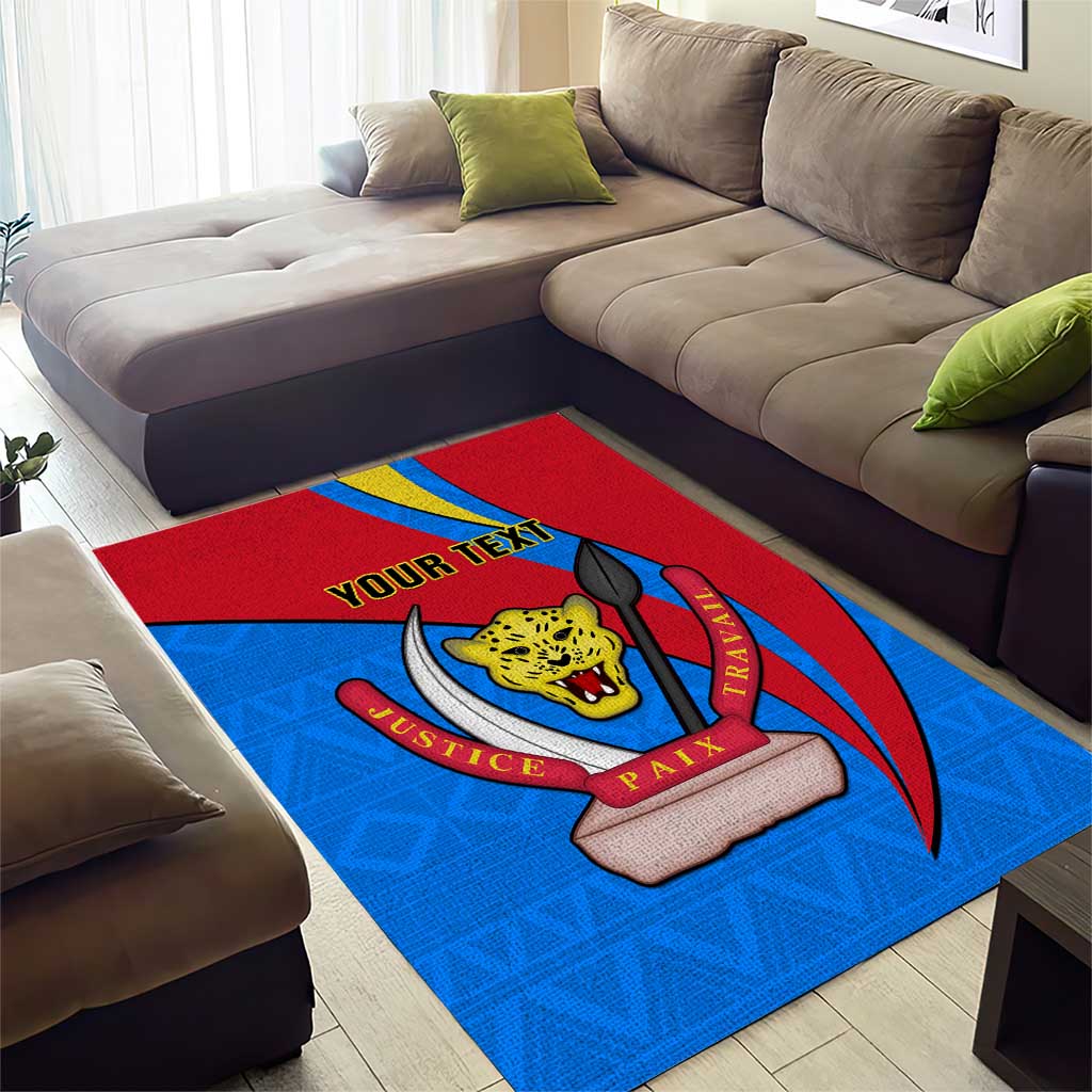 Personalised Democratic Republic of the Congo Independence Day Area Rug Coat Of Arms Happy 30 June LT14