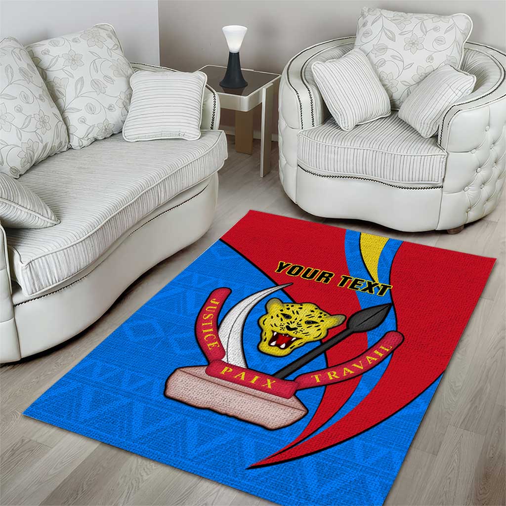 Personalised Democratic Republic of the Congo Independence Day Area Rug Coat Of Arms Happy 30 June LT14