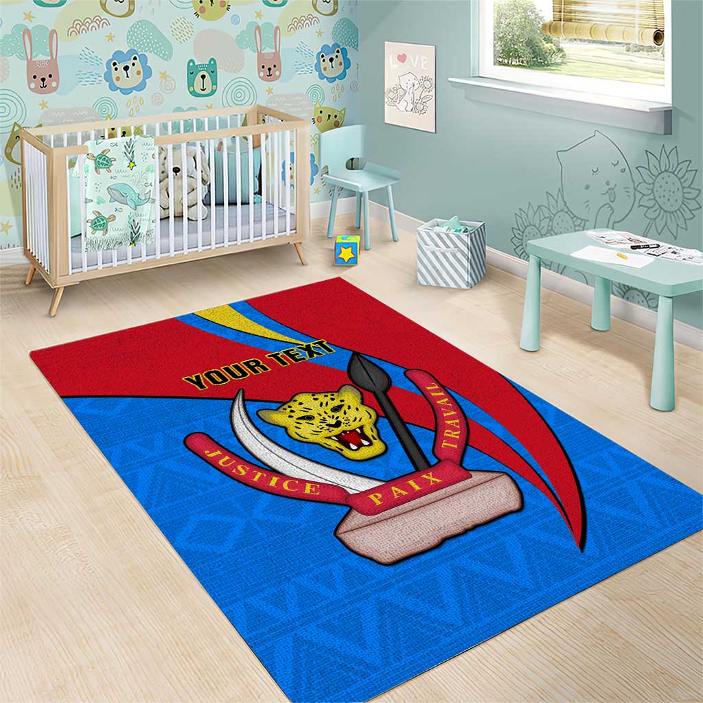 Personalised Democratic Republic of the Congo Independence Day Area Rug Coat Of Arms Happy 30 June LT14