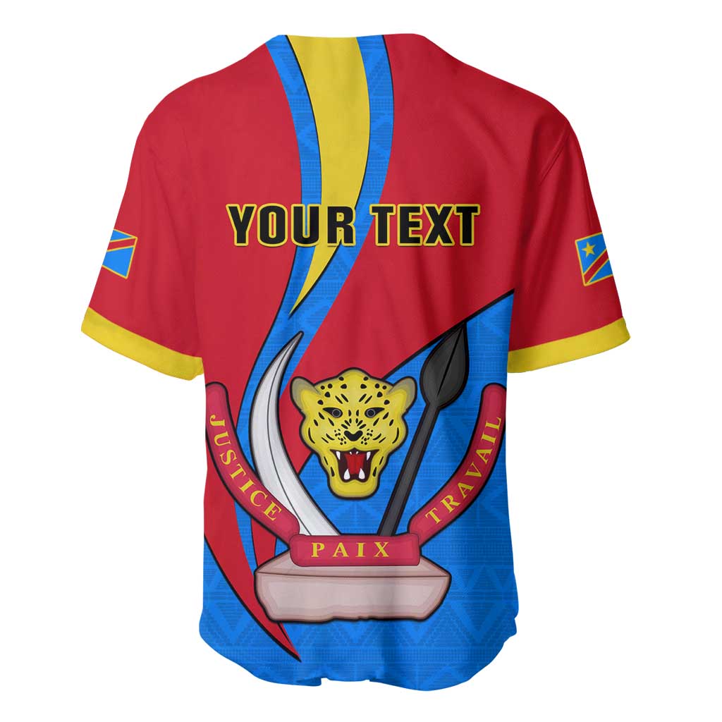 Personalised Democratic Republic of the Congo Independence Day Baseball Jersey Coat Of Arms Happy 30 June LT14