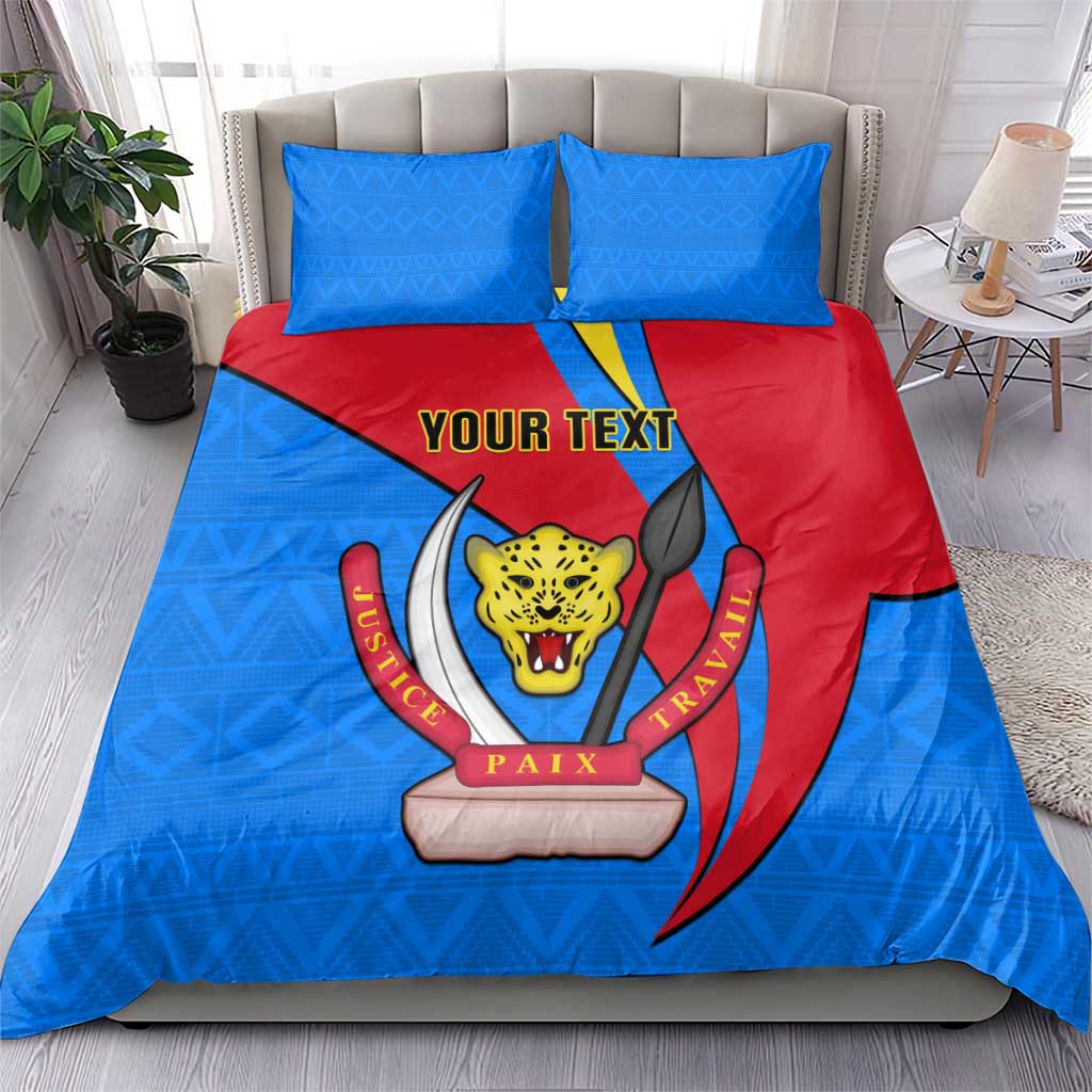 Personalised Democratic Republic of the Congo Independence Day Bedding Set Coat Of Arms Happy 30 June LT14