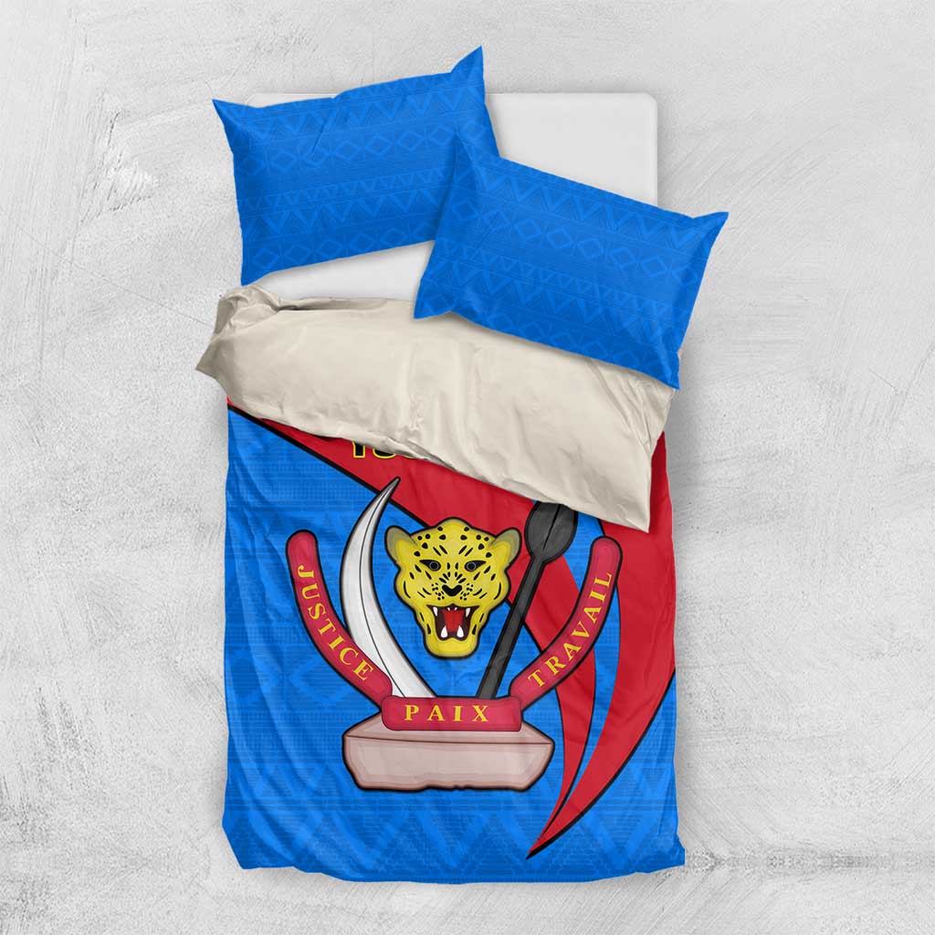 Personalised Democratic Republic of the Congo Independence Day Bedding Set Coat Of Arms Happy 30 June LT14