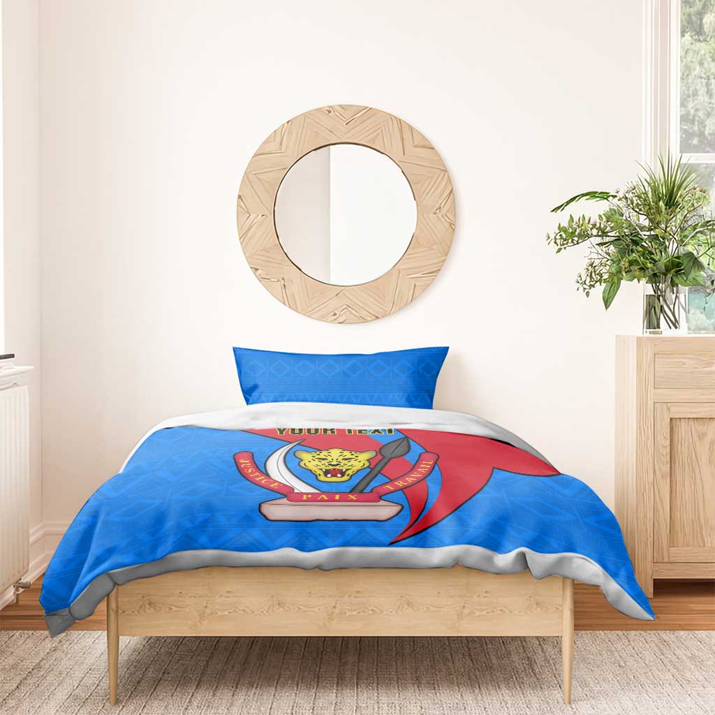 Personalised Democratic Republic of the Congo Independence Day Bedding Set Coat Of Arms Happy 30 June LT14