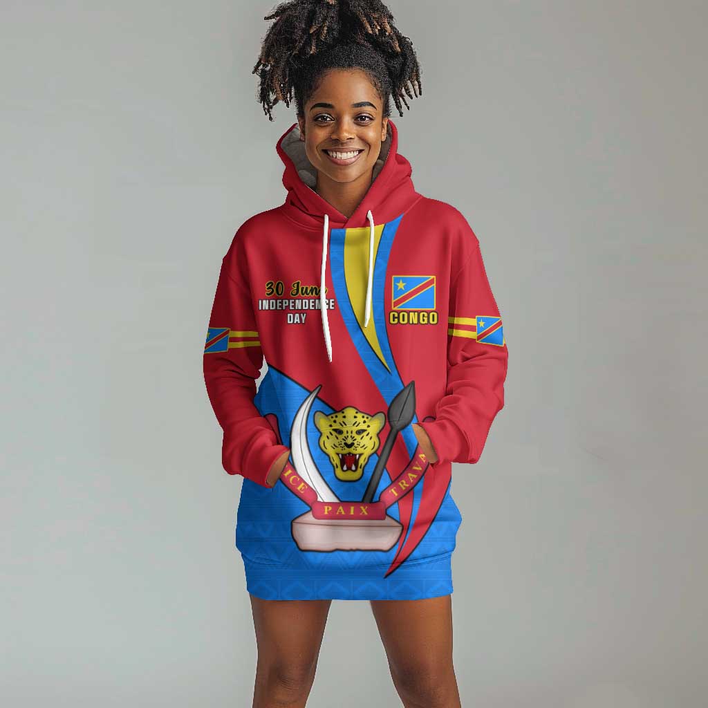 Personalised Democratic Republic of the Congo Independence Day Hoodie Dress Coat Of Arms Happy 30 June LT14