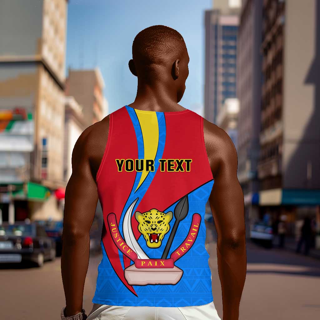 Personalised Democratic Republic of the Congo Independence Day Men Tank Top Coat Of Arms Happy 30 June LT14