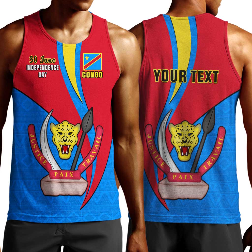Personalised Democratic Republic of the Congo Independence Day Men Tank Top Coat Of Arms Happy 30 June LT14