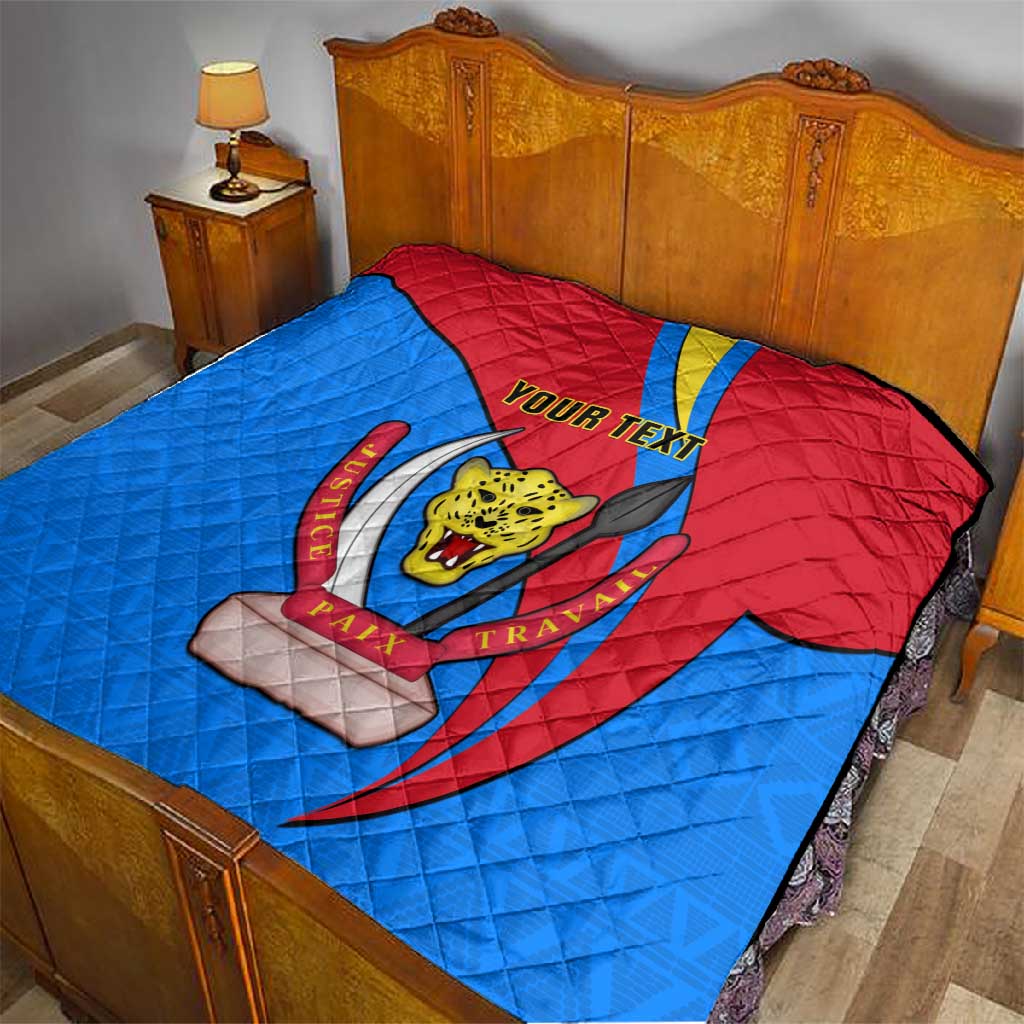 Personalised Democratic Republic of the Congo Independence Day Quilt Coat Of Arms Happy 30 June LT14