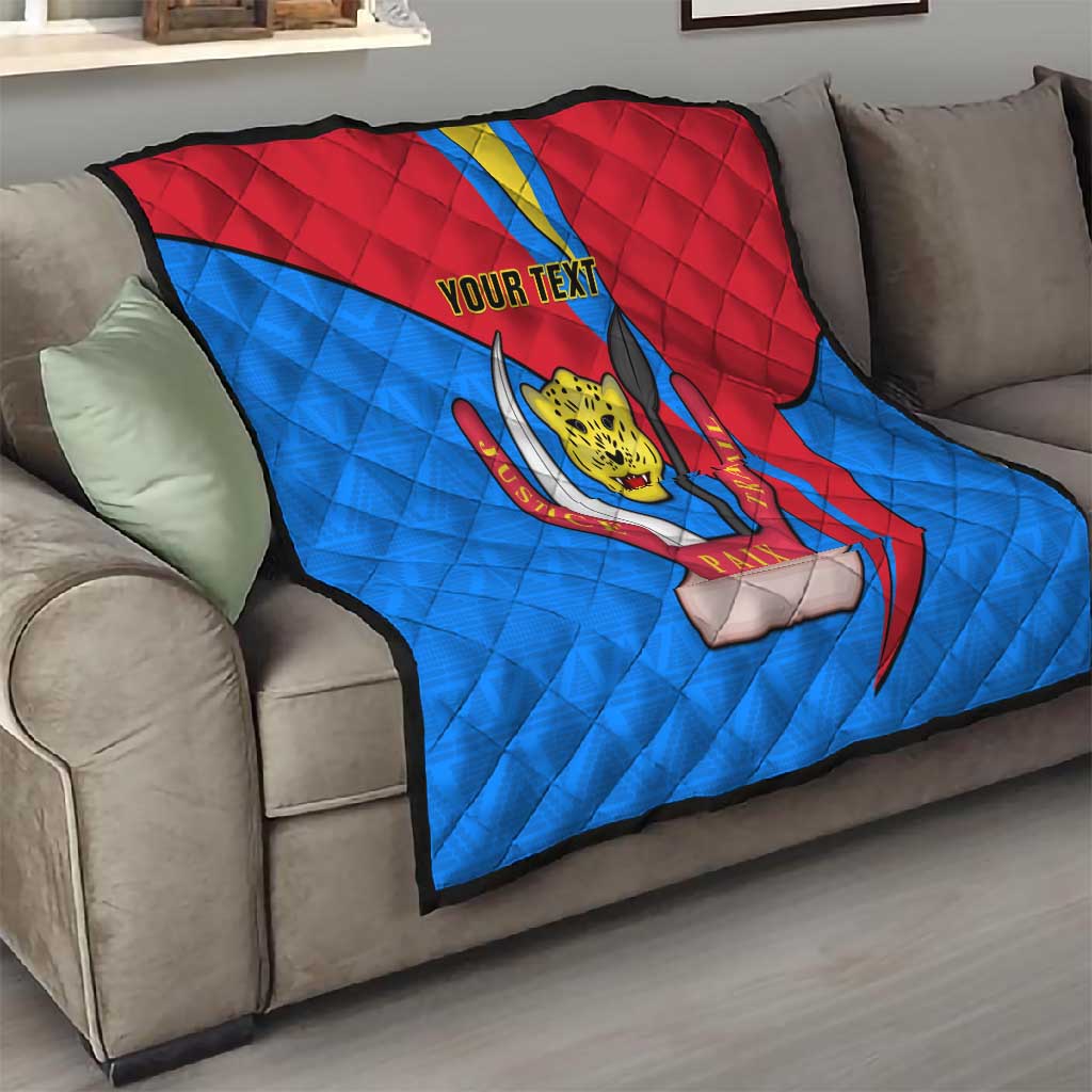 Personalised Democratic Republic of the Congo Independence Day Quilt Coat Of Arms Happy 30 June LT14