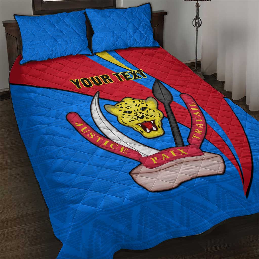 Personalised Democratic Republic of the Congo Independence Day Quilt Bed Set Coat Of Arms Happy 30 June LT14