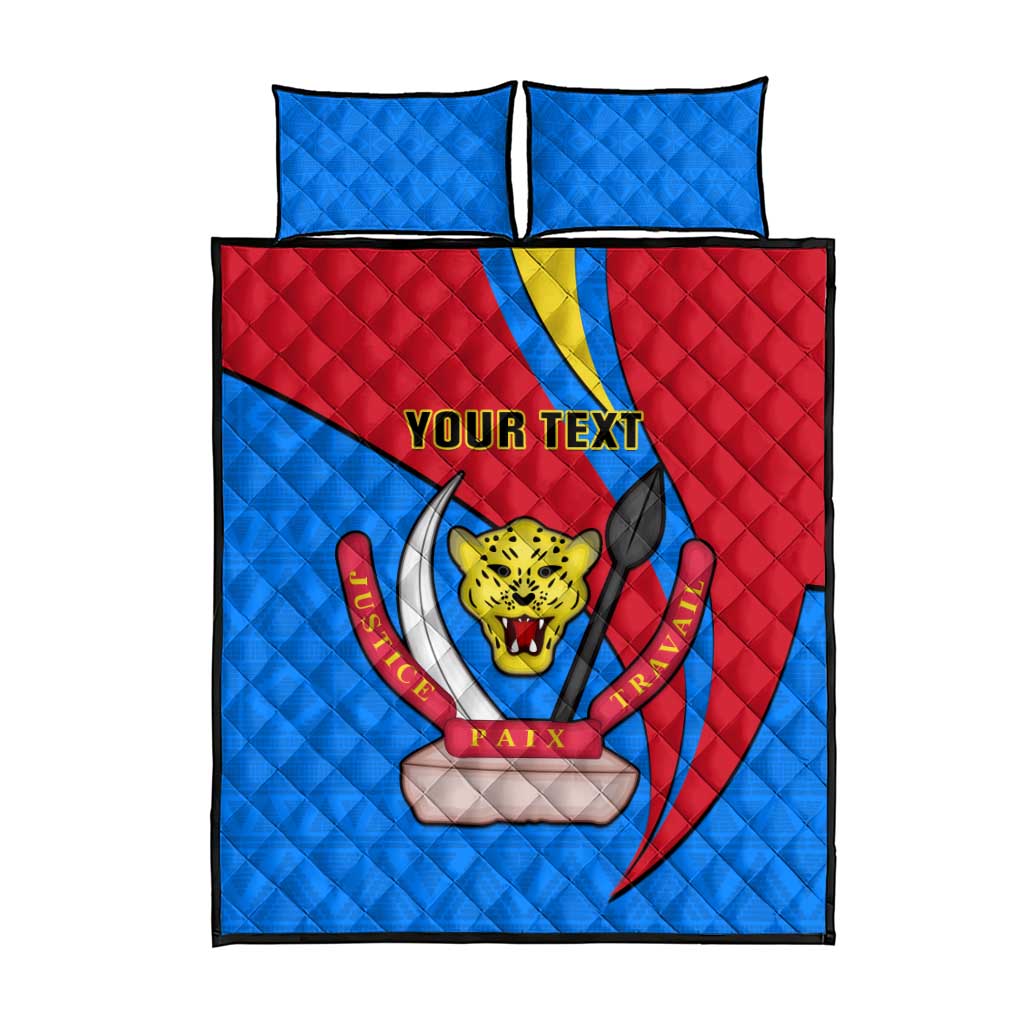 Personalised Democratic Republic of the Congo Independence Day Quilt Bed Set Coat Of Arms Happy 30 June LT14
