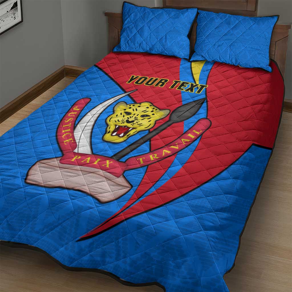 Personalised Democratic Republic of the Congo Independence Day Quilt Bed Set Coat Of Arms Happy 30 June LT14
