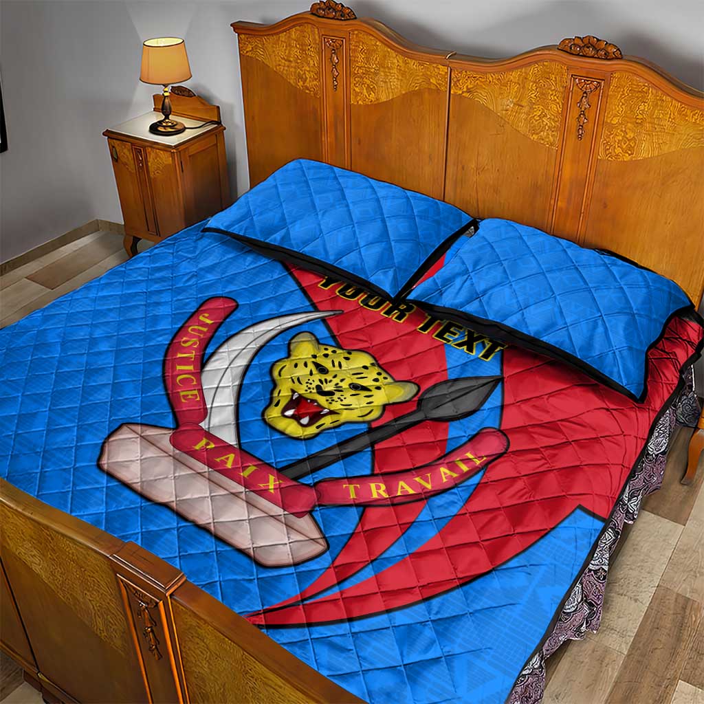 Personalised Democratic Republic of the Congo Independence Day Quilt Bed Set Coat Of Arms Happy 30 June LT14