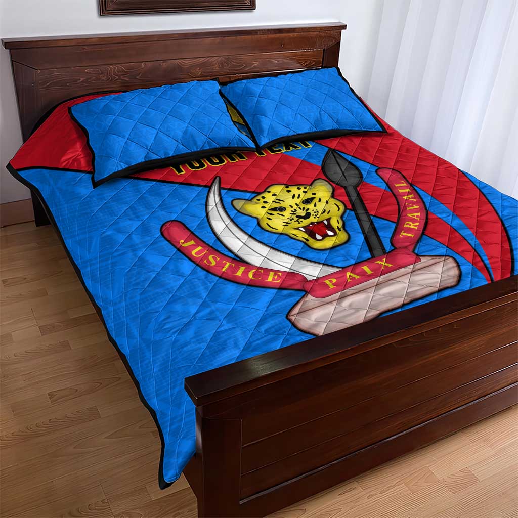 Personalised Democratic Republic of the Congo Independence Day Quilt Bed Set Coat Of Arms Happy 30 June LT14