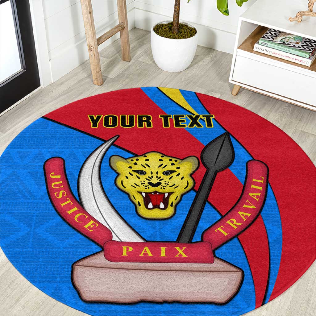 Personalised Democratic Republic of the Congo Independence Day Round Carpet Coat Of Arms Happy 30 June LT14