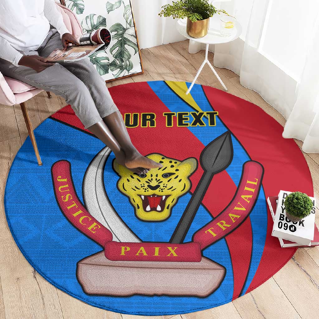 Personalised Democratic Republic of the Congo Independence Day Round Carpet Coat Of Arms Happy 30 June LT14
