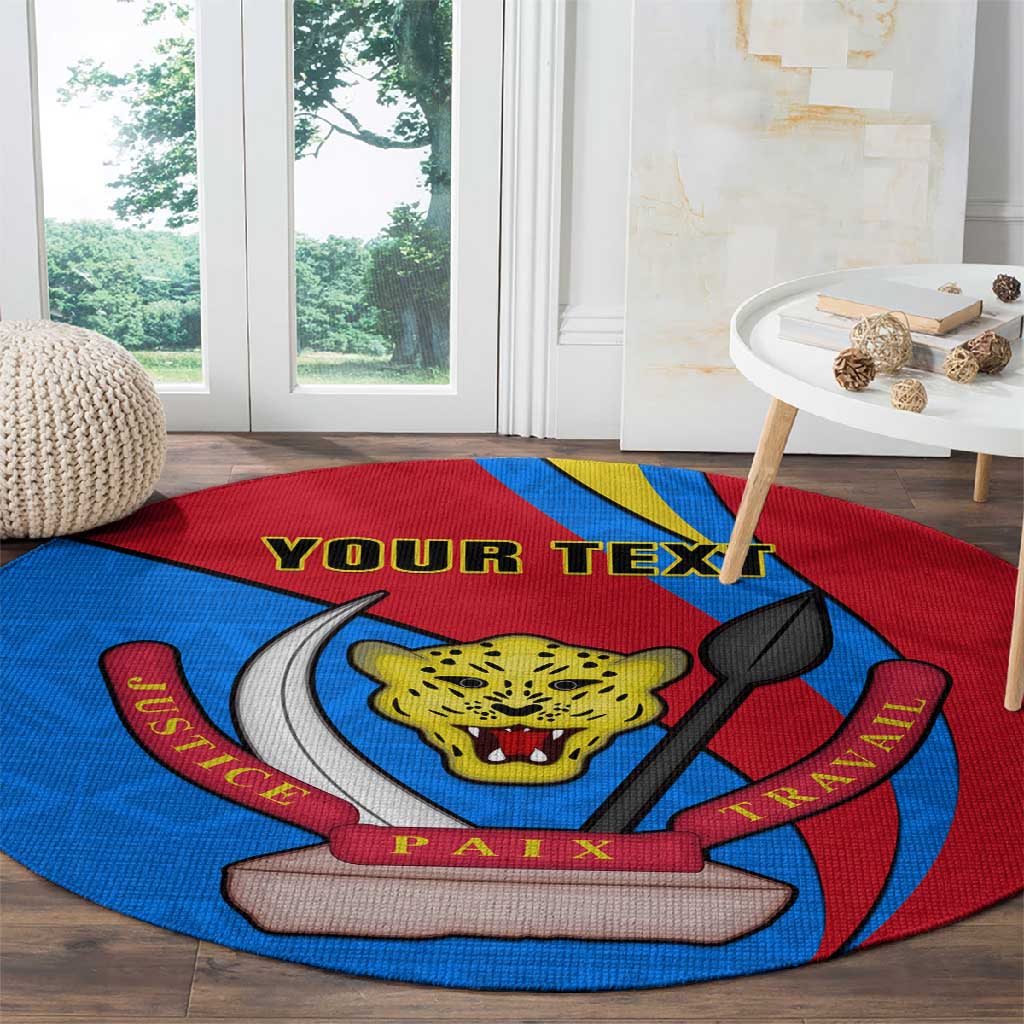 Personalised Democratic Republic of the Congo Independence Day Round Carpet Coat Of Arms Happy 30 June LT14