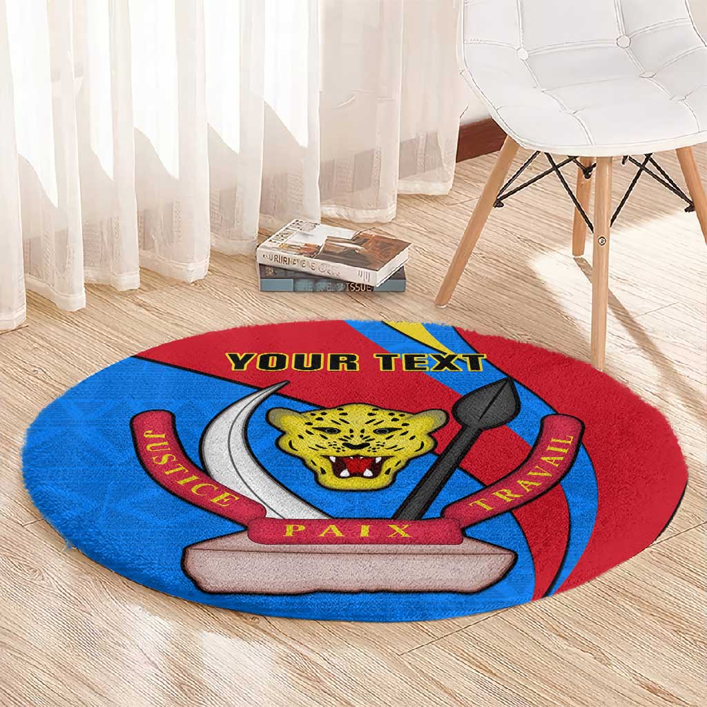 Personalised Democratic Republic of the Congo Independence Day Round Carpet Coat Of Arms Happy 30 June LT14