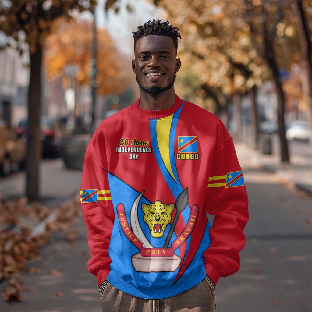 Personalised Democratic Republic of the Congo Independence Day Sweatshirt Coat Of Arms Happy 30 June LT14