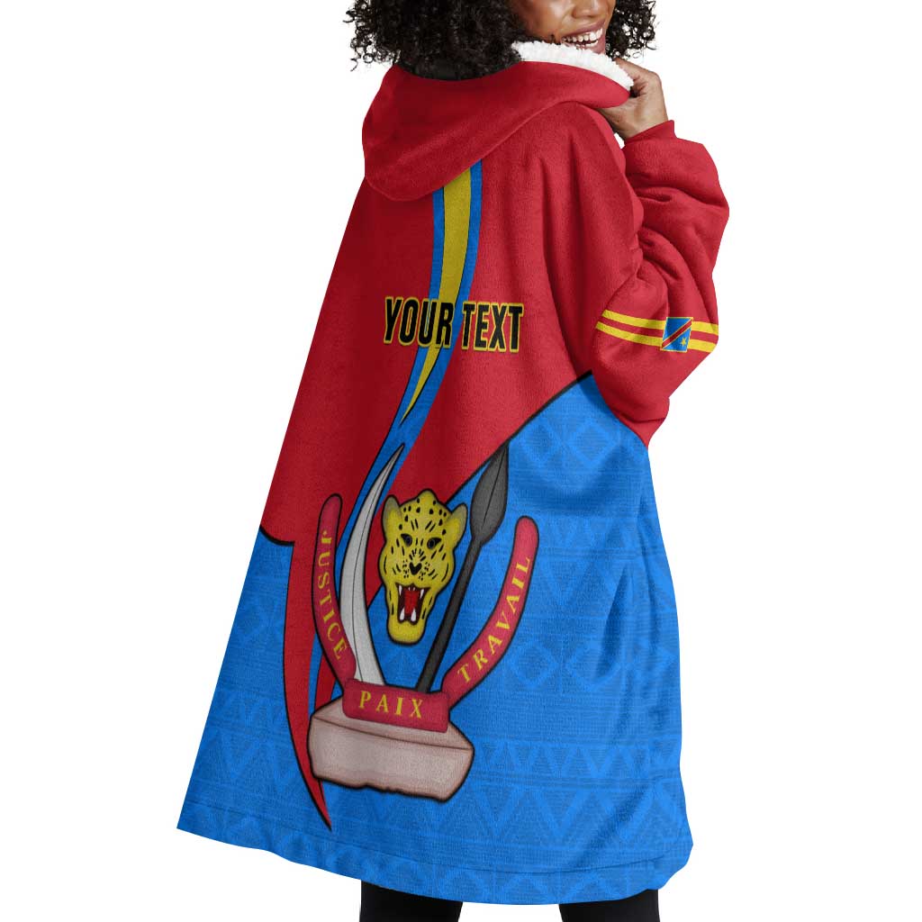 Personalised Democratic Republic of the Congo Independence Day Wearable Blanket Hoodie Coat Of Arms Happy 30 June LT14