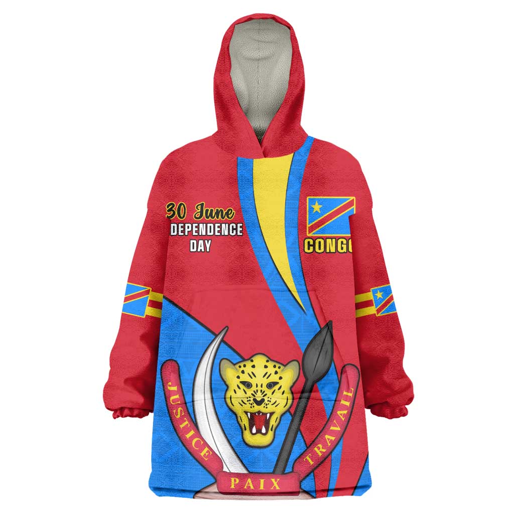 Personalised Democratic Republic of the Congo Independence Day Wearable Blanket Hoodie Coat Of Arms Happy 30 June LT14
