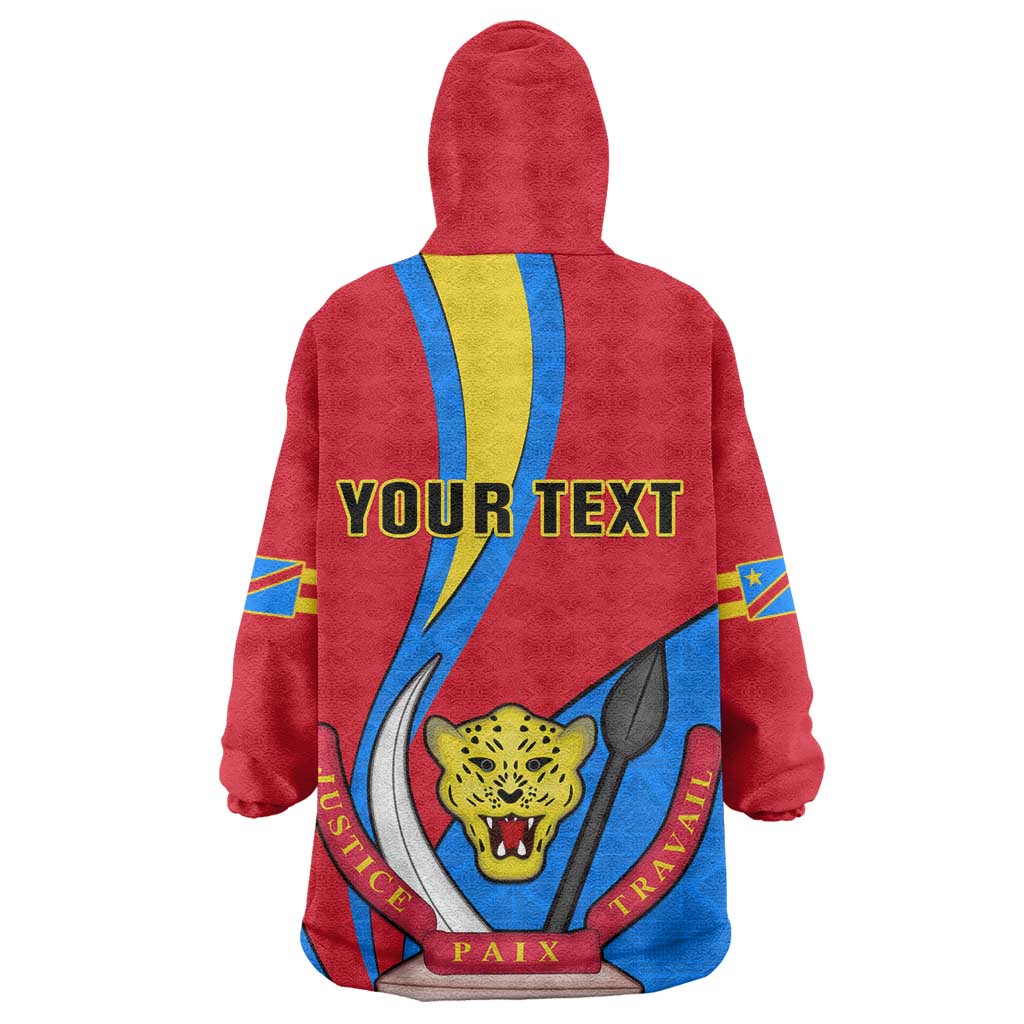 Personalised Democratic Republic of the Congo Independence Day Wearable Blanket Hoodie Coat Of Arms Happy 30 June LT14