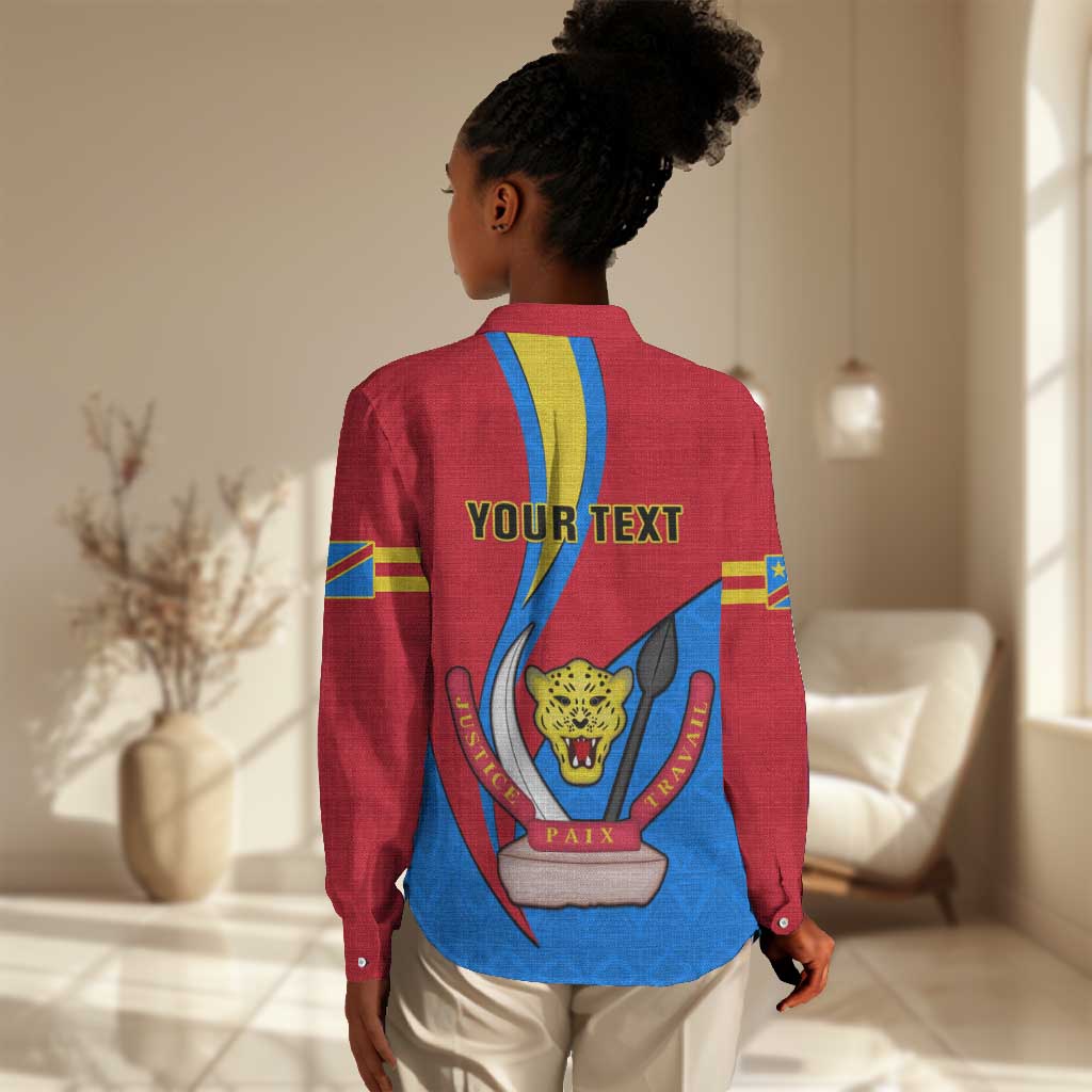 Personalised Democratic Republic of the Congo Independence Day Women Casual Shirt Coat Of Arms Happy 30 June LT14