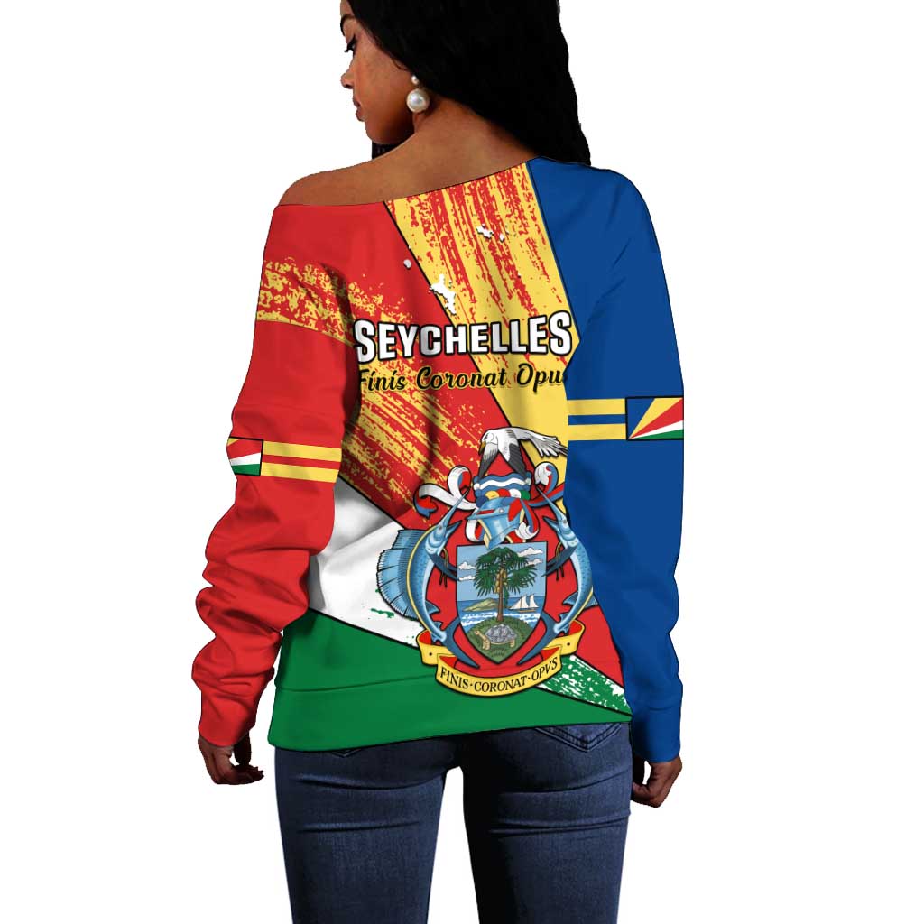 29 June Seychelles Independence Day Off Shoulder Sweater Flag Style LT14