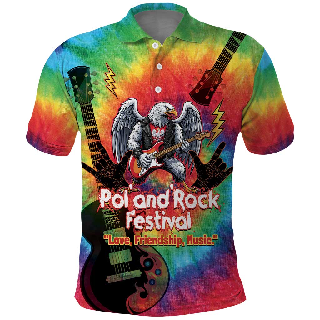 Rock Festival Poland Polo Shirt Polska Eagle Mascot Tie Dye Vibes LT14