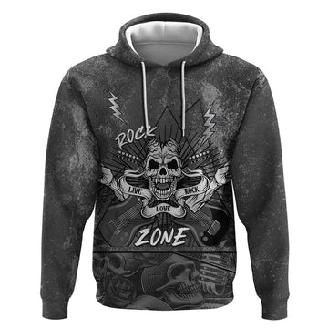 Live Love Rock Skull Hoodie Retro Grunge Style LT14