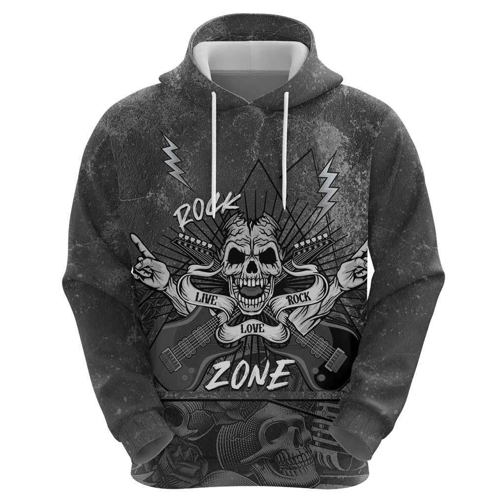 Live Love Rock Skull Hoodie Retro Grunge Style LT14