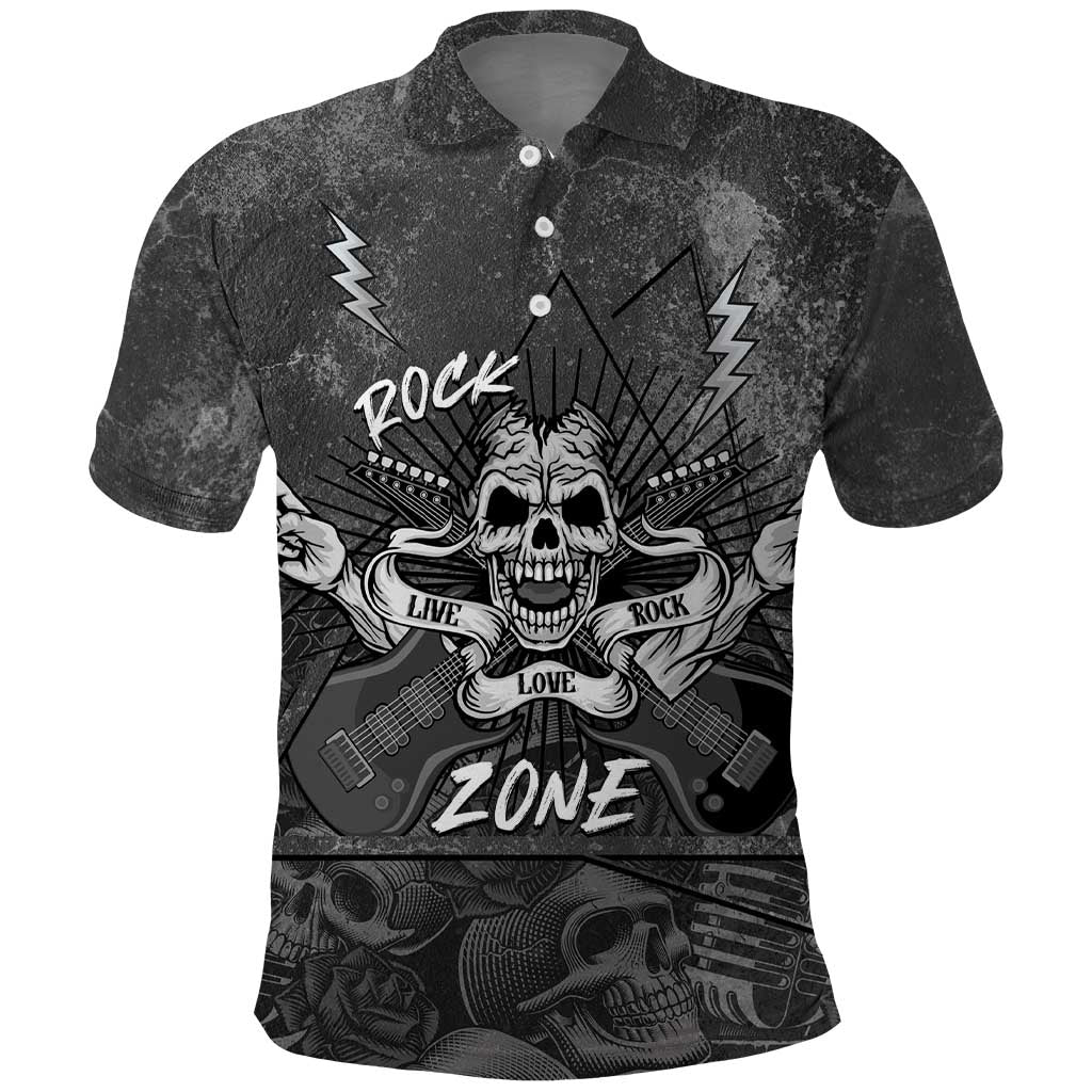 Live Love Rock Skull Polo Shirt Retro Grunge Style LT14