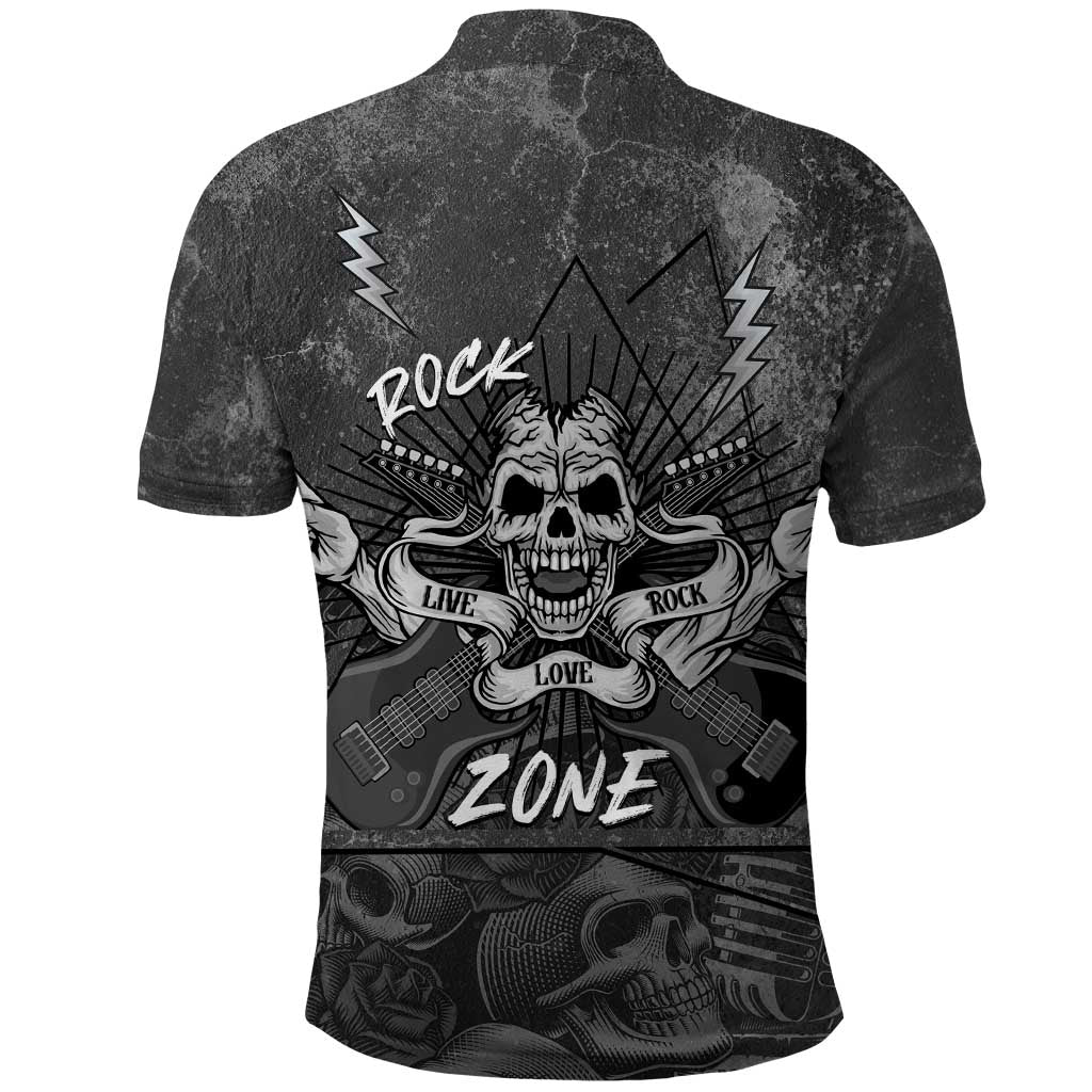Live Love Rock Skull Polo Shirt Retro Grunge Style LT14