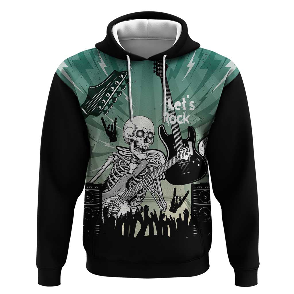Electric Guitar Skull Hoodie Lets Rock LT14