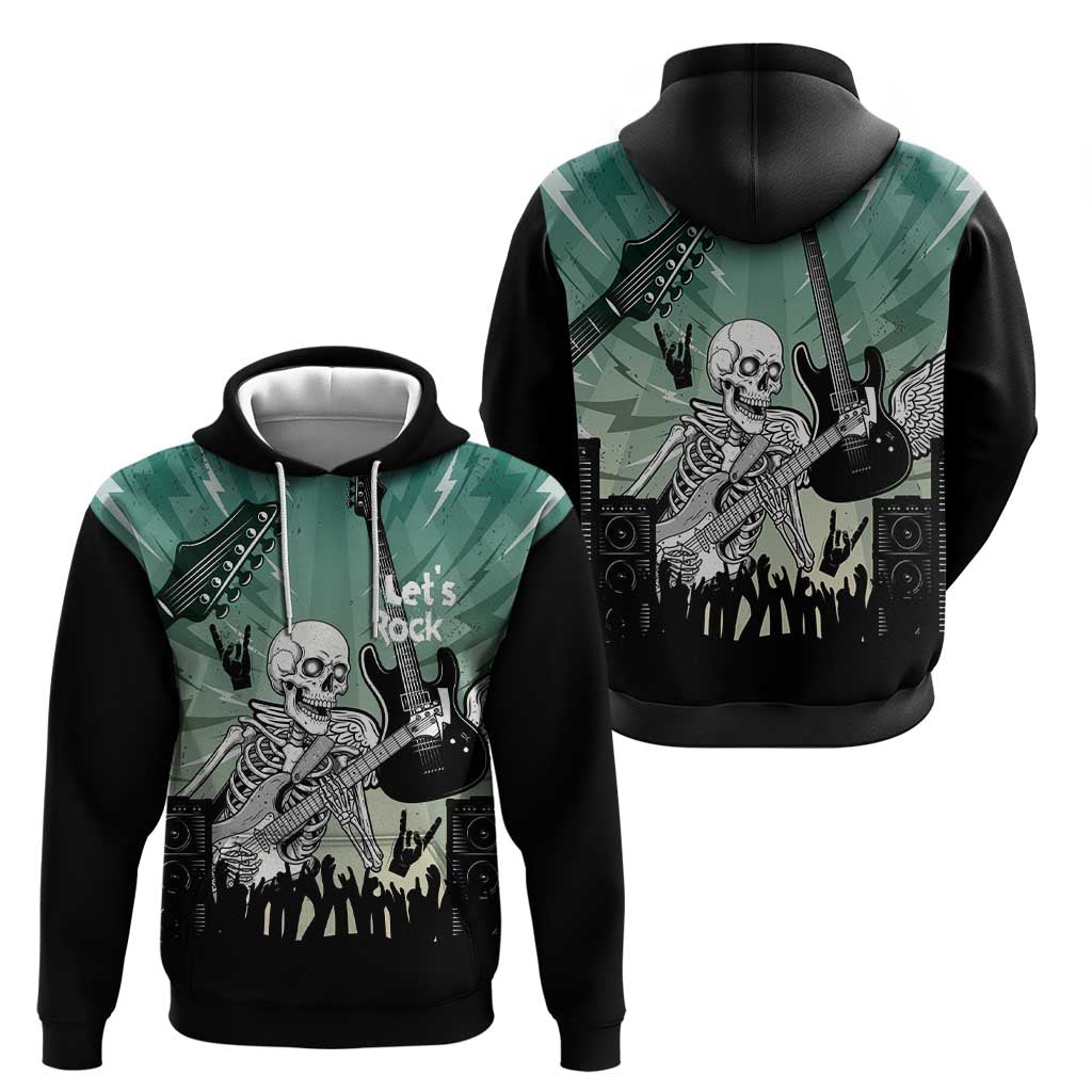 Electric Guitar Skull Hoodie Lets Rock LT14