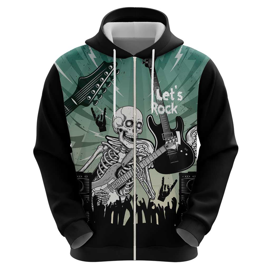 Electric Guitar Skull Hoodie Lets Rock LT14