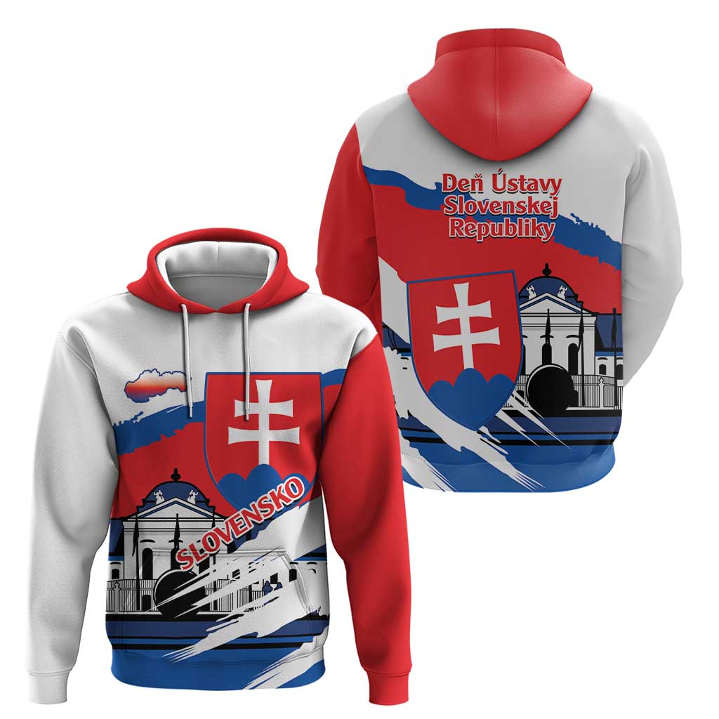 Slovakia Constitution Day Hoodie Slovensko Grassalkovich Palace With Coat Of Arms LT14